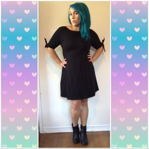 ASOS Black Mini Skater Dress with Bow Sleeves 14